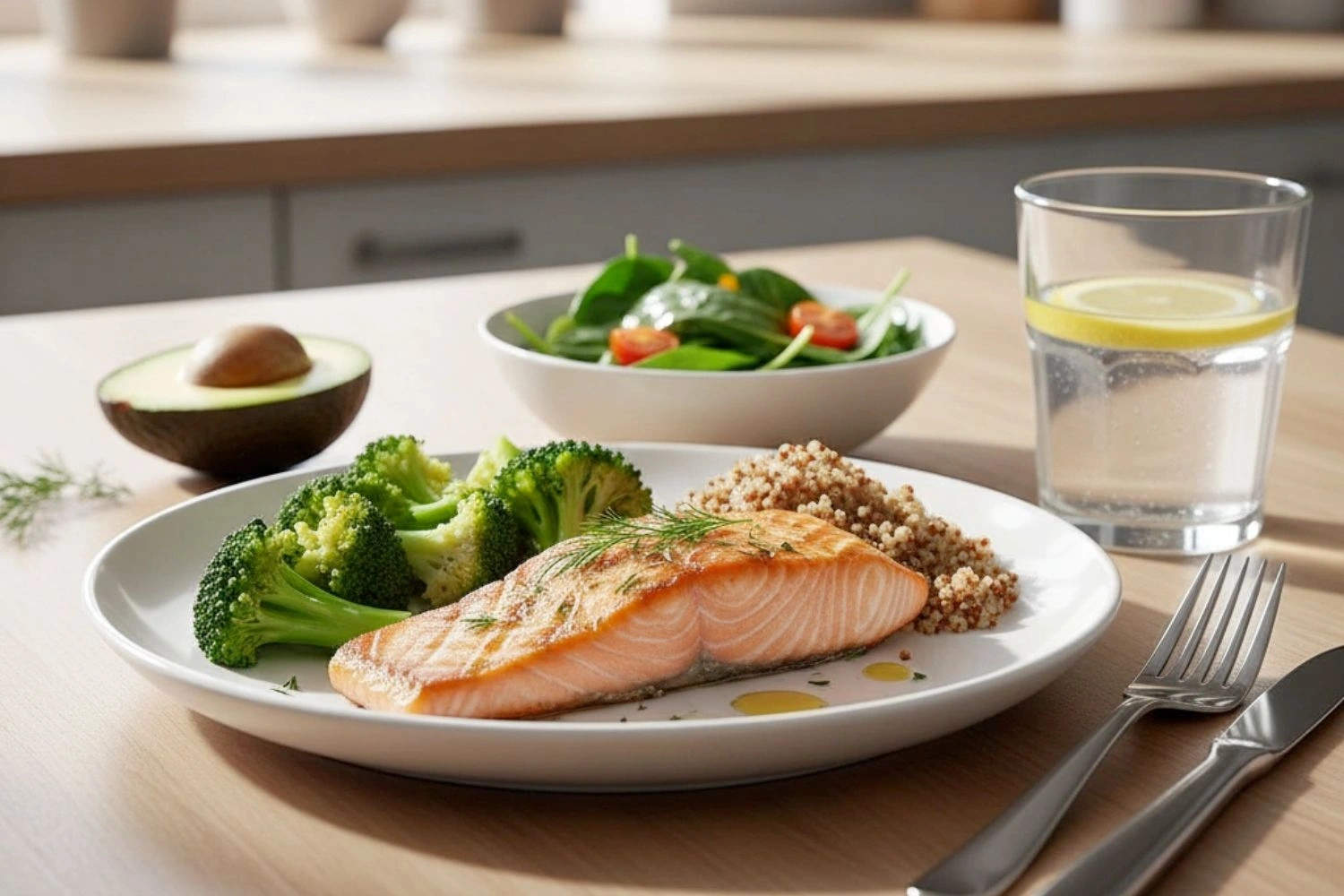 Piatto per pranzo con una dieta bilanciata di DZ Fitness